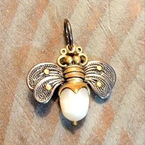 Waxing poetic silver, Brass and freshwater pearl honey bee.